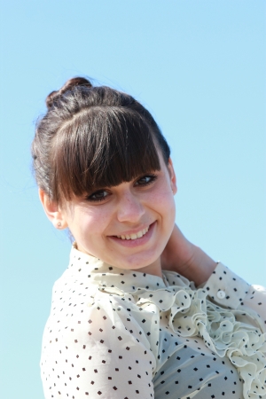 Portrait of a happy young girlの写真素材
