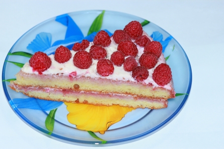 Raspberry cake on a plateの写真素材