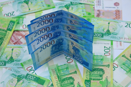 New Russian banknotes of 2000 face valueの写真素材