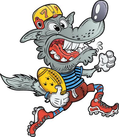 Wolf Basketball Mascot for sport teams. Great for t-shirt designs, school mascot logo and any other design work. Ready for vinyl cutting.のイラスト素材