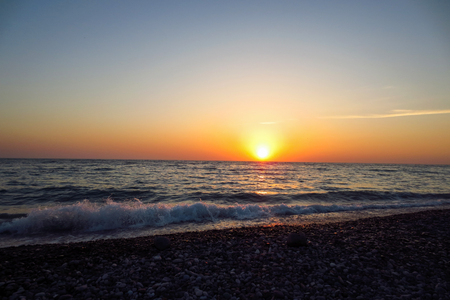 Beautiful view of the sunset at the seaの写真素材