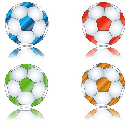 Four multi-colored footballs on a white backgroundのイラスト素材