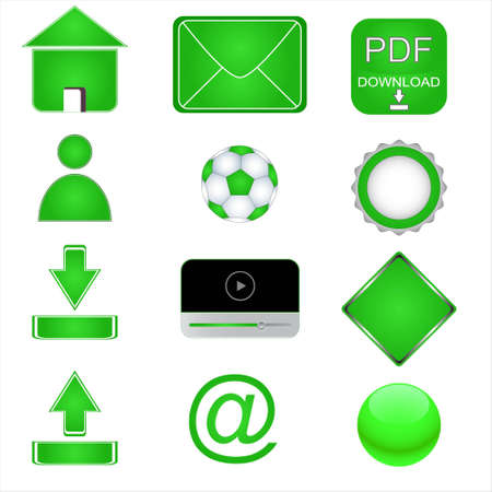 Green web icons on a white backgroundのイラスト素材