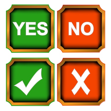 Four different types of buttons yes and noのイラスト素材