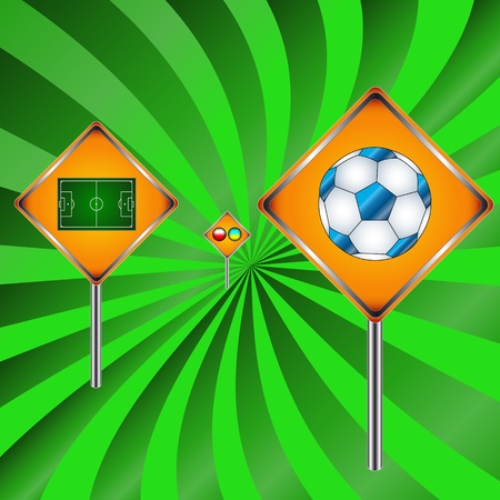 Football signs going to a distance on a green backgroundのイラスト素材