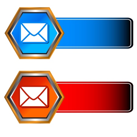 Three multi-colored mail icons on a white backgroundのイラスト素材