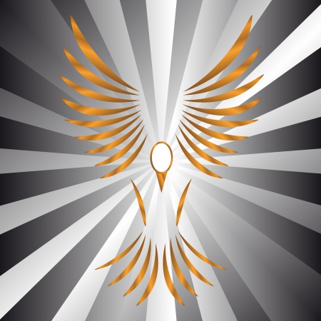Abstract symbol of a bird on a black background のイラスト素材