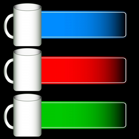 Three web  icons of a mug and forms for the textのイラスト素材