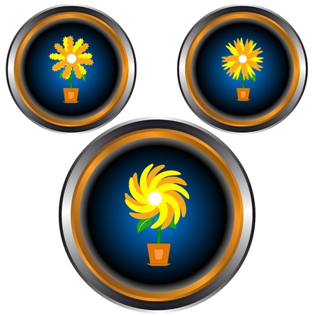 Web icons with three different flowers in potsのイラスト素材