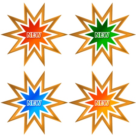 Four icons new in the form of starsのイラスト素材