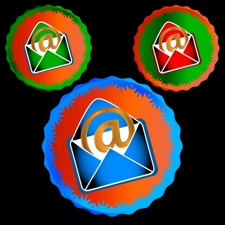 Three buttons envelopes on a black backgroundのイラスト素材