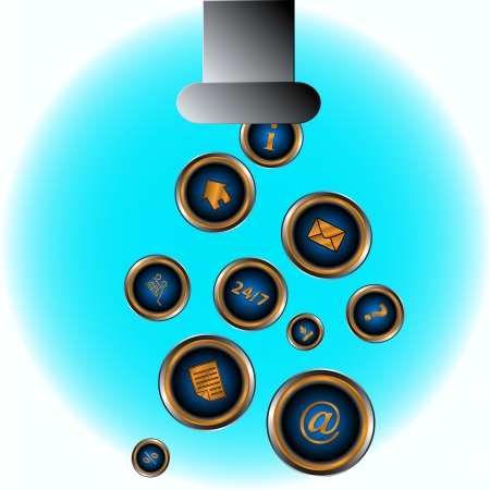 The picture in the form of the crane with various a web iconsのイラスト素材