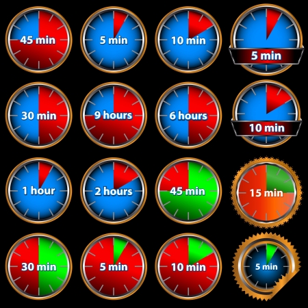 Big set of many times on a black backgroundのイラスト素材