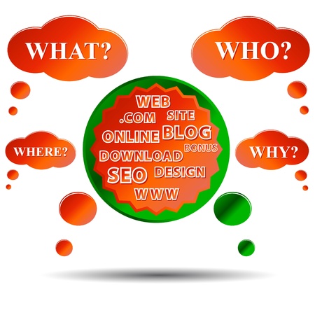 Abstract image of questions and answers on a white backgroundのイラスト素材
