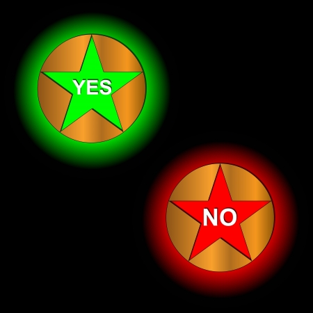 Buttons yes and no on a black backgroundのイラスト素材
