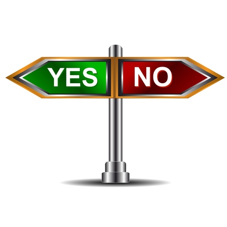 Index sign with the directions yes and noのイラスト素材