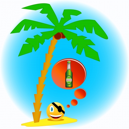 The pirate under a palm tree with cocoesのイラスト素材