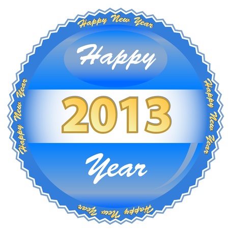 Blue happy new year logo on a white backgroundのイラスト素材