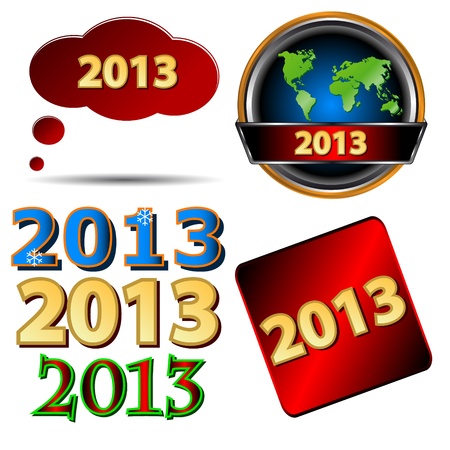 Set of New Year icons located on a white backgroundのイラスト素材