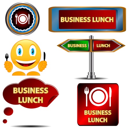 Business lunch set on a white backgroundのイラスト素材