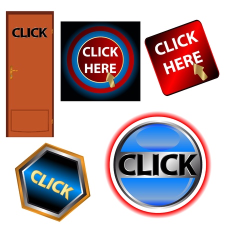 Click buttons set on a white backgroundのイラスト素材