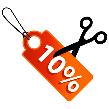 New discount in some percent and scissors