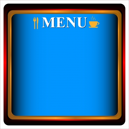 Blue background of the menu with a gold frameのイラスト素材