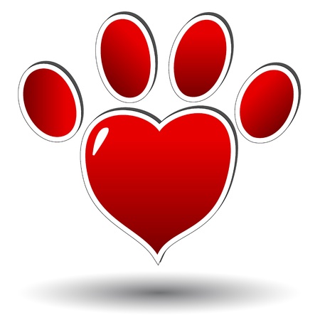 Red paw of an animal on a white backgroundのイラスト素材