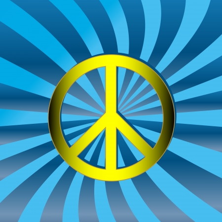 Yellow peace sign on a unique blue backgroundのイラスト素材