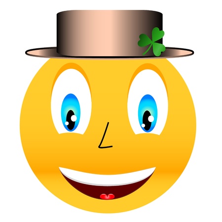 New smile in a hat with a green cloverのイラスト素材
