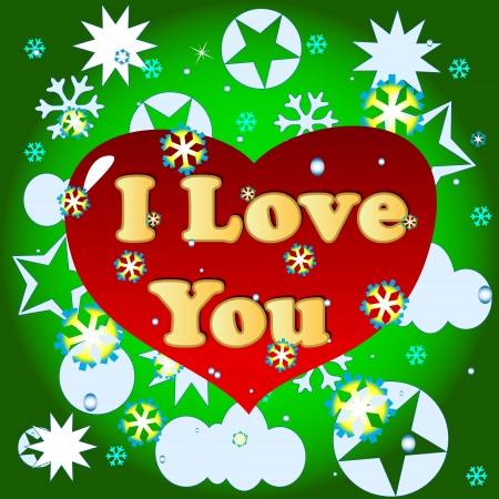 Text I love you with heart in unique styleのイラスト素材