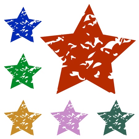 Set of grunge stars on a white backgroundのイラスト素材