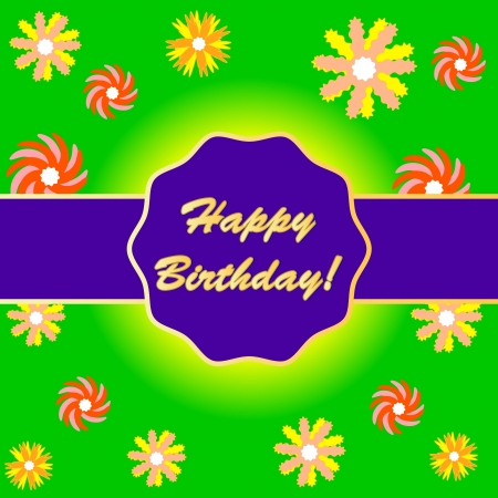 Happy birthday background with a variety of flowersのイラスト素材