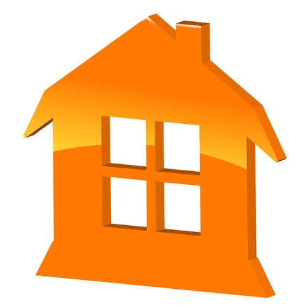 3d orange symbol home on a white background. Vector illustrationのイラスト素材