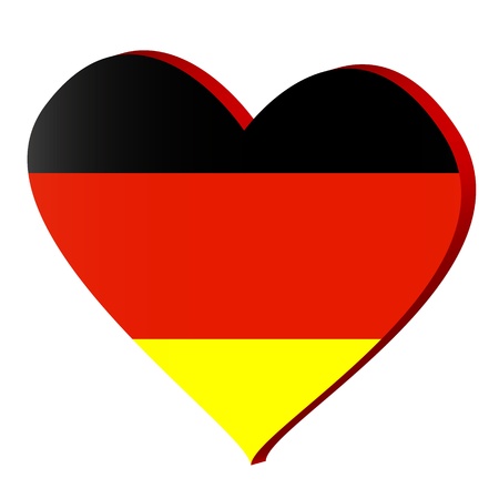 3d heart with a German flag. Vector illustrationのイラスト素材