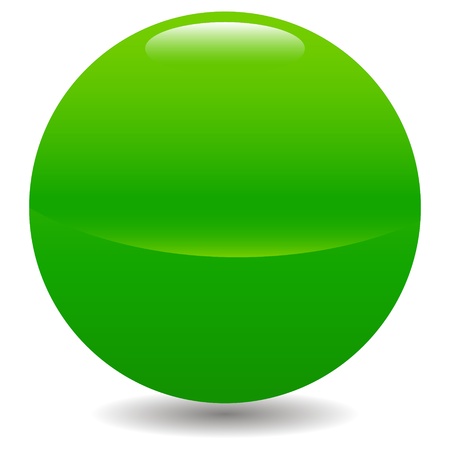 Green glossy sphere isolated on white. Vector illustrationのイラスト素材