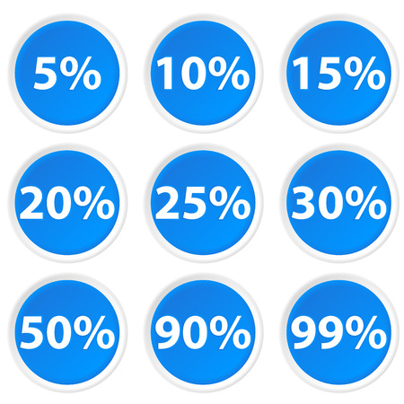 Blue set of icons with percent for your designのイラスト素材