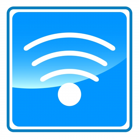 New blue wifi button on a white backgroundのイラスト素材