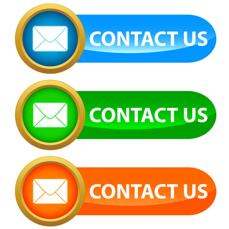 Set of contact us buttons - blue, green and orange. Vector illustrationのイラスト素材
