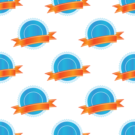 Vector image of certificate seal with ribbon repeated on white backgroundのイラスト素材
