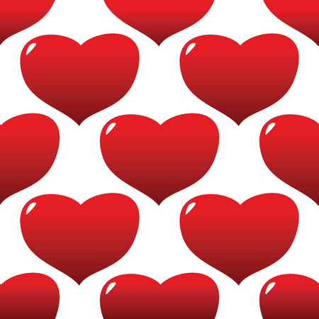 Vector wide red heart repeated on white backgroundのイラスト素材