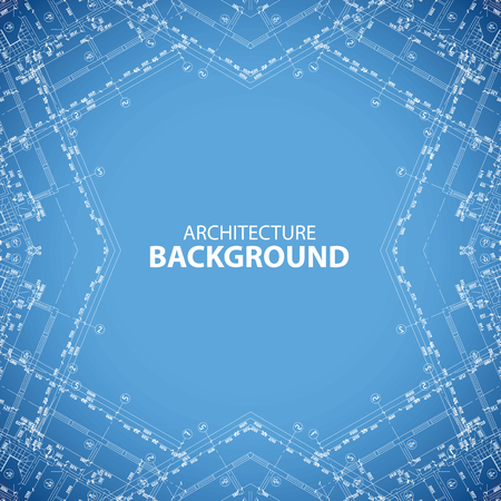 Architecture kaleidoscopic blueprint backgroundのイラスト素材