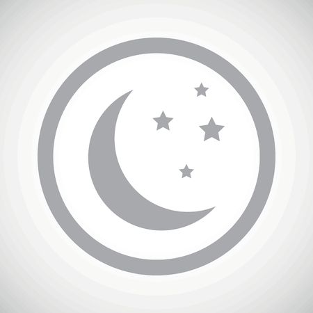 Grey image of crescent moon and stars in circle, on white gradient backgroundのイラスト素材