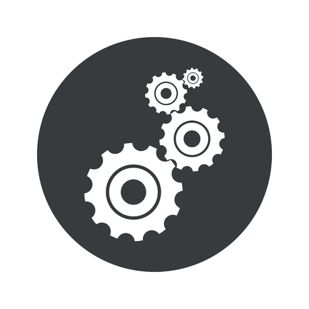 Image of four gears in black circle, isolated on whiteのイラスト素材