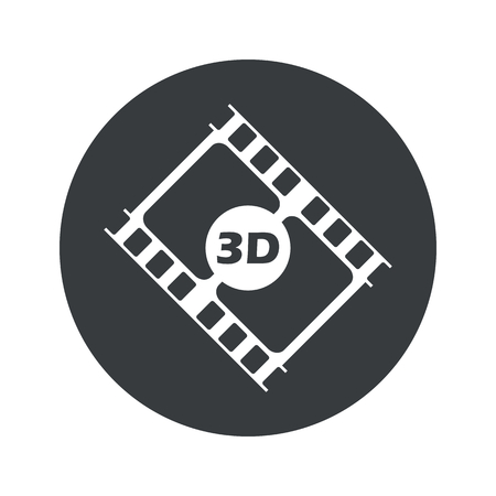 Image of film strip with text 3D in black circle, isolated on whiteのイラスト素材