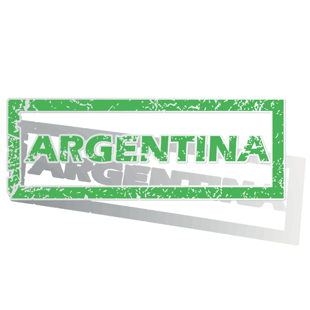 Green stamp with name Argentina and shadow, isolated on whiteのイラスト素材