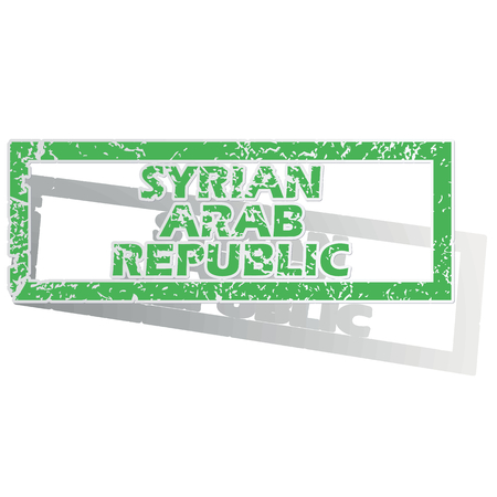 Green stamp with name Syrian Arab Republic and shadow, isolated on whiteのイラスト素材
