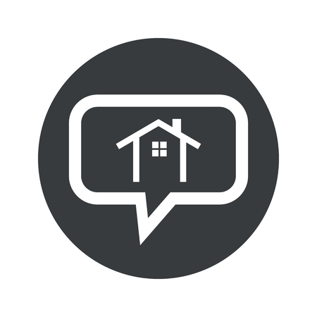 House contour with window in chat bubble, in black circle, isolated on whiteのイラスト素材