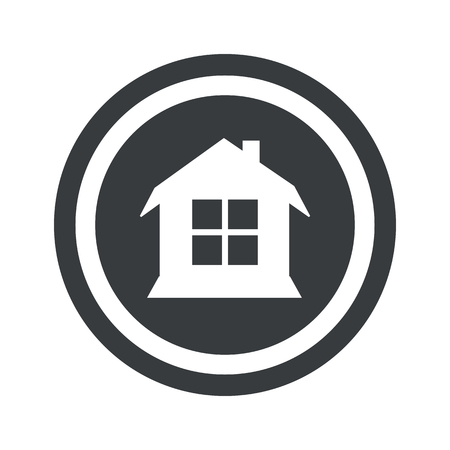 Image of house with window in circle, on black circle, isolated on whiteのイラスト素材