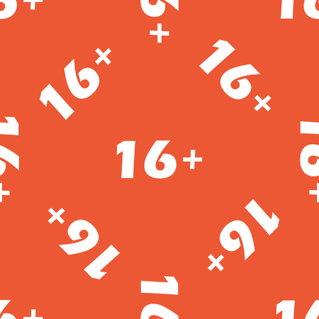 White text 16 plus, repeated on orange backgroundのイラスト素材